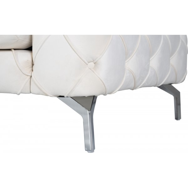 Soffa med knappar beige sammet 200 cm + Rengöring för möbler Soffa med knappar beige sammet 200 cm + Rengöring för möbler