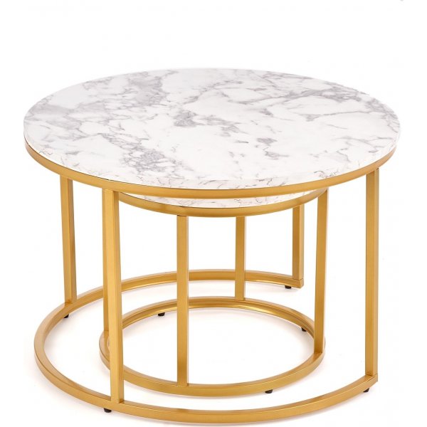 Satsbord Ø38/60 cm - Vit marmoreffekt / guld Satsbord Ø38/60 cm - Vit marmoreffekt / guld