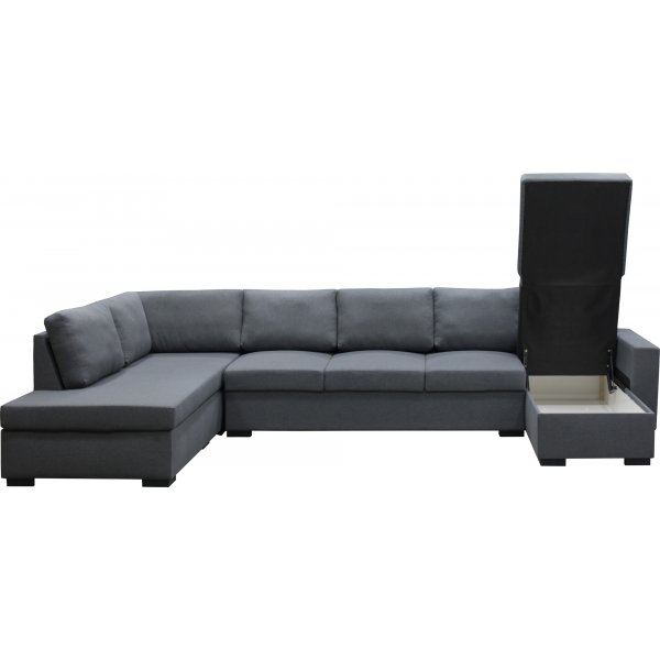 Solna m�rkgr� v�ndbar U-soffa 367 cm + M�beltassar