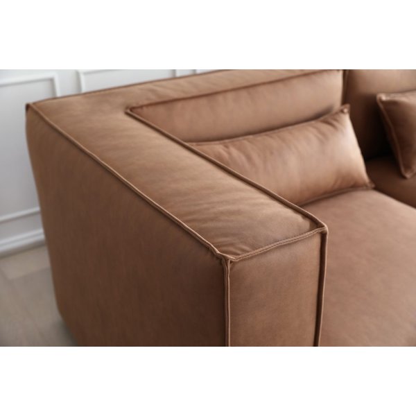 Nees modulsoffa i cognac combo 5 + Textilv�rd f�r m�bler