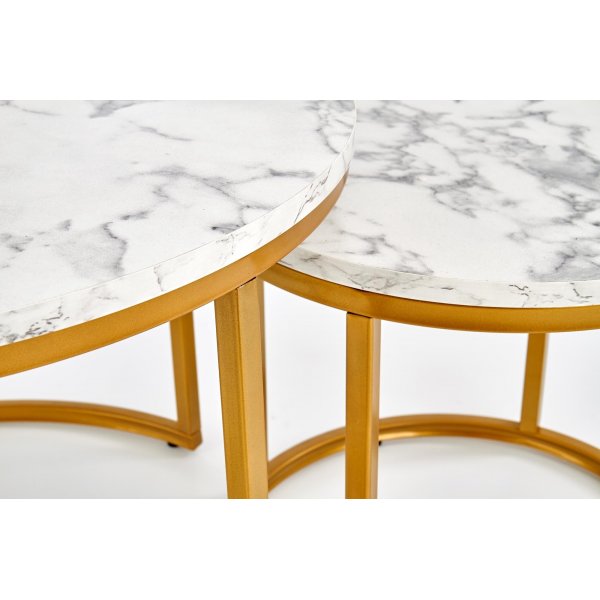 Satsbord Ø38/60 cm - Vit marmoreffekt / guld Satsbord Ø38/60 cm - Vit marmoreffekt / guld