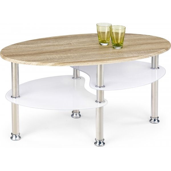 Soffbord 90 x 50 cm Vit/ek - Adiba + Textilv�rd f�r m�bler