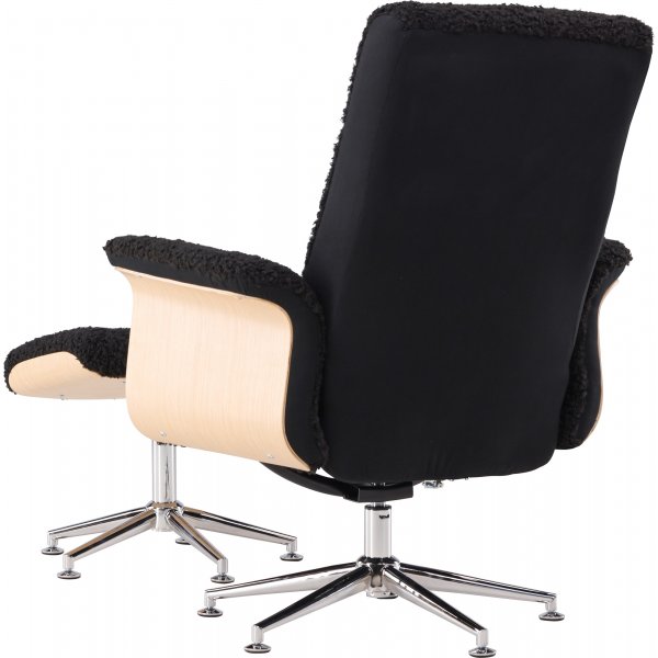 Hag�n reclinerf�t�lj med fotpall - Svart/oljad ek + Reng�ring f�r m�bler