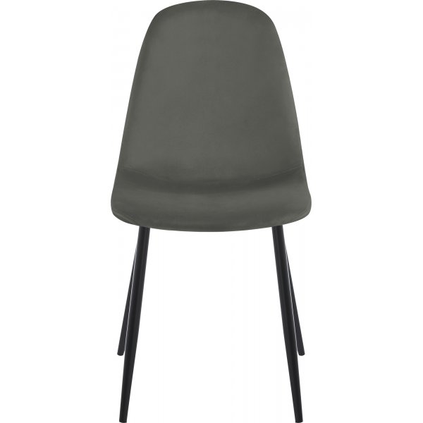 Stol i m�rkgr� sammet med svarta ben