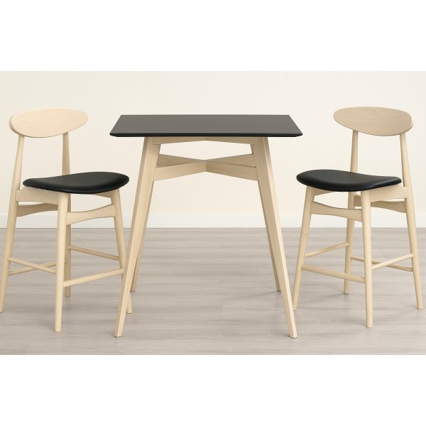 Barbord inklusive 2 st barstolar - Whitewash/svart