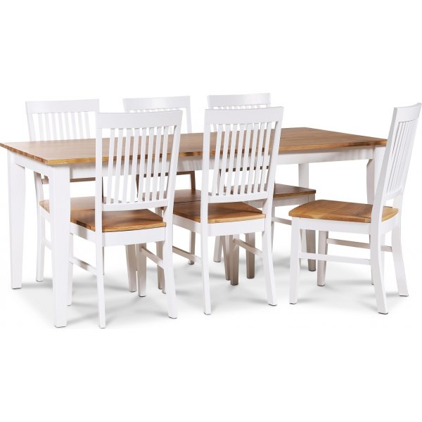 Dalar�s matgrupp 180 cm bord vit/ek + 6 st Dalar�s matstolar