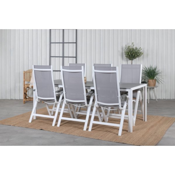 Break utematgrupp med 6 st Albany stolar - Gr�/Vit