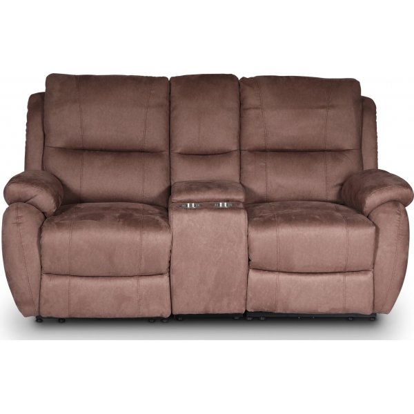Enjoy Hollywood Biosoffa - 2-sits recliner (el) i brunt microfibertyg