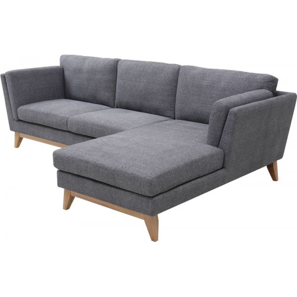 Soffa med divan gr�tt tyg - 260 cm bred