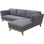 Soffa med divan gr�tt tyg - 260 cm bred
