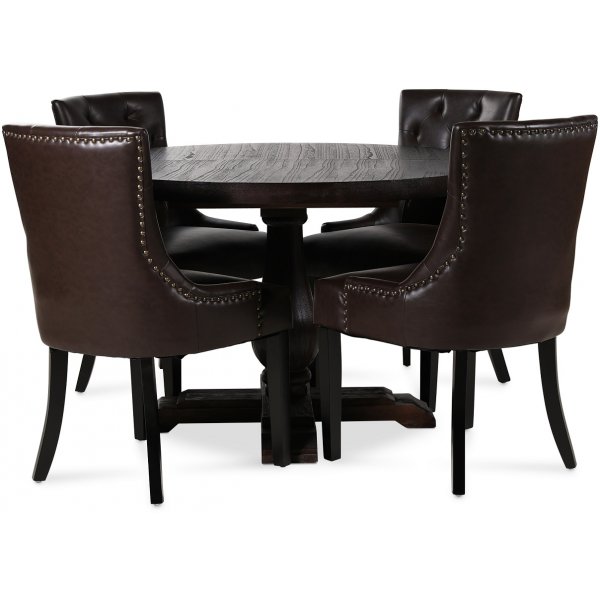 Lamier matgrupp Bord med 4 st Tuva stolar i brun PU + 3.00 x Möbeltassar Lamier matgrupp Bord med 4 st Tuva stolar i brun PU + 3.00 x Möbeltassar