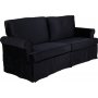 Soffa 2-sits med kjol - Svart sammet - 191 cm bred