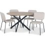 Hogr�n matgrupp �120 cm bord i ljust tr� + 4 st Lokrume beige stolar + 4.00 x Stolsdyna