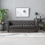 Soffa chesterfield 3-sits 219 cm mörkbrunt konstläder + Textilvård för möbler Soffa chesterfield 3-sits 219 cm mörkbrunt konstläder + Textilvård för möbler