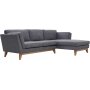 Soffa med divan gr�tt tyg - 260 cm bred