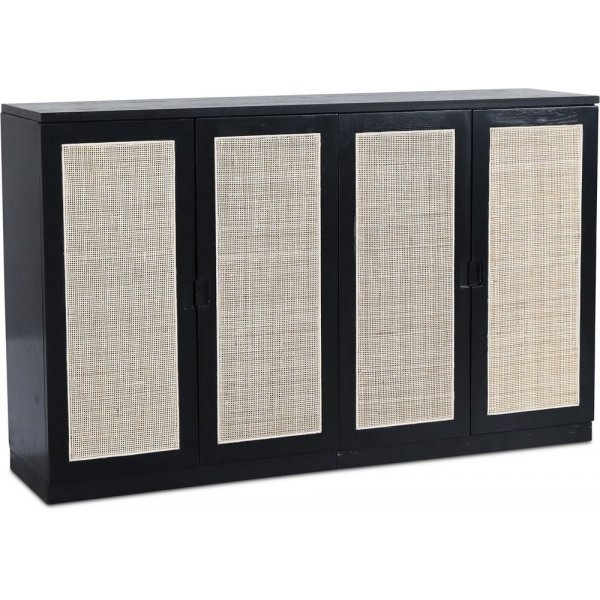 Level sideboard i svartbetsad ek med dörrar i rotting 140 cm Level sideboard i svartbetsad ek med dörrar i rotting 140 cm