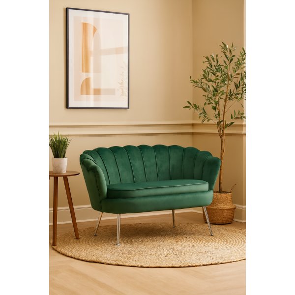 Kingsley 2-sits soffa gr�n sammet