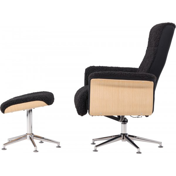 Hag�n reclinerf�t�lj med fotpall - Svart/oljad ek + Reng�ring f�r m�bler