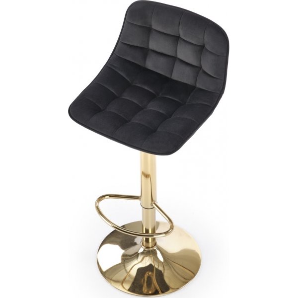 Barstol svart sammet med guldfot - Sitth�jd 62-84 cm + Textilv�rd f�r m�bler