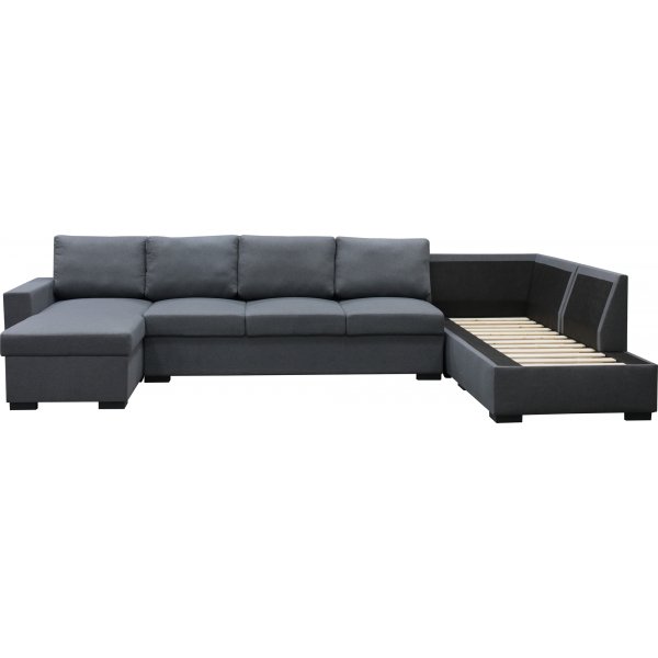 Solna m�rkgr� v�ndbar U-soffa 367 cm + M�beltassar