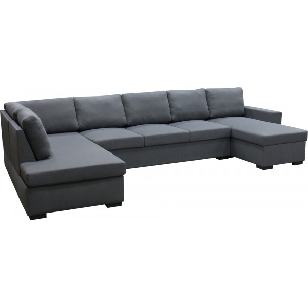 Solna m�rkgr� v�ndbar U-soffa 367 cm + M�beltassar