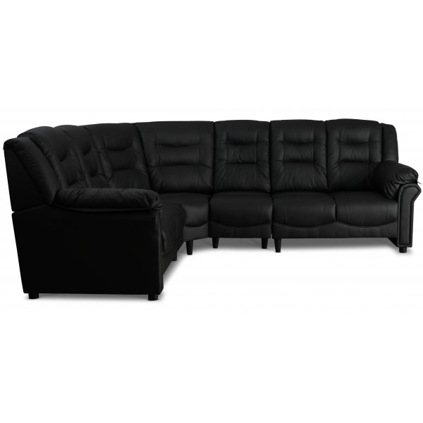 H�rnsoffa svart konstl�der 5-sits - Peking + Reng�ring f�r m�bler