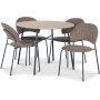 Tofta matgrupp �100 cm bord i ljust tr� + 4 st Hogr�n brun stolar + 4.00 x Stolsdyna