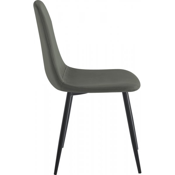 Stol i m�rkgr� sammet med svarta ben