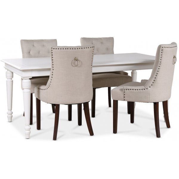 Matgrupp; Bord 180x90 cm med 4 st beige Tuva stolar Matgrupp; Bord 180x90 cm med 4 st beige Tuva stolar