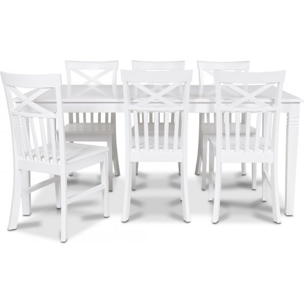 Mellby matgrupp 180 cm bord med 6 st Mellby matstolar Mellby matgrupp 180 cm bord med 6 st Mellby matstolar