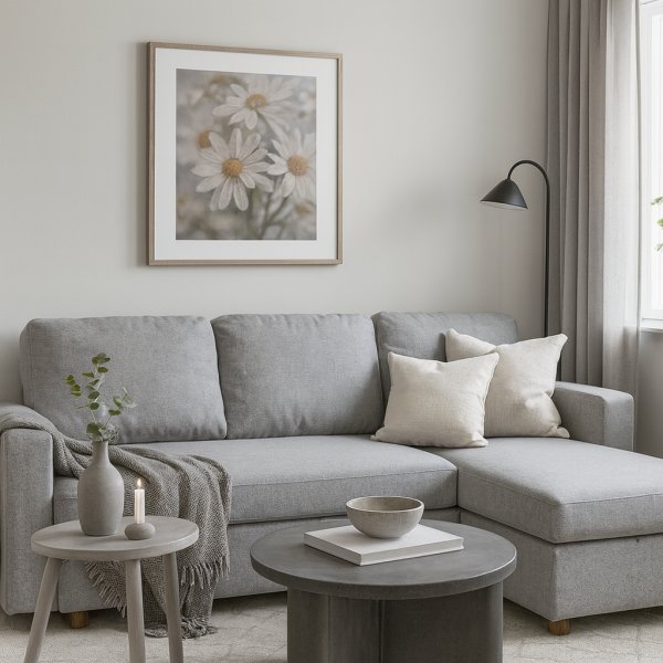 Soffa med f�rvaring gr� 214 cm bred