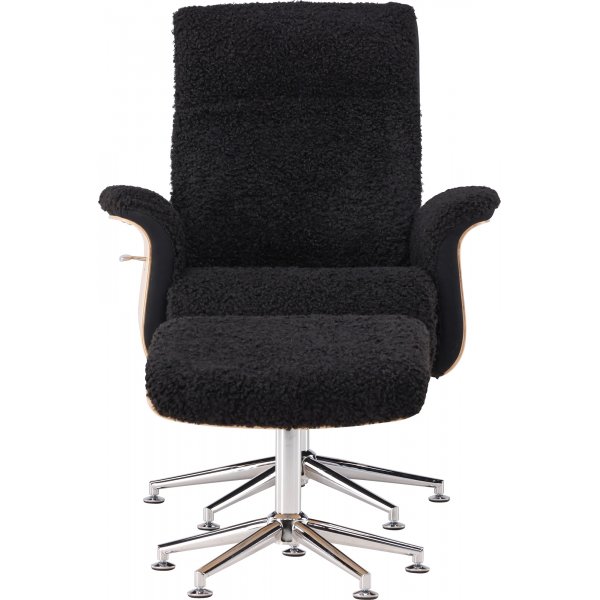 Hag�n reclinerf�t�lj med fotpall - Svart/oljad ek + Reng�ring f�r m�bler