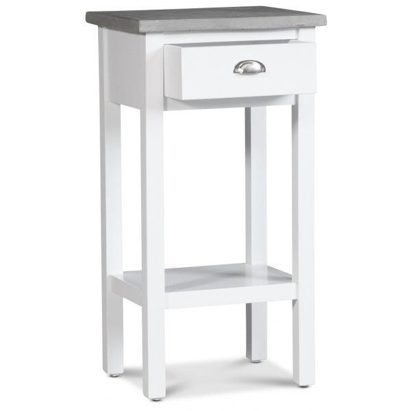 Sängbord 75 cm högt vitt cement topp Sängbord 75 cm högt vitt cement topp