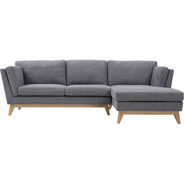 Soffa med divan gr�tt tyg - 260 cm bred