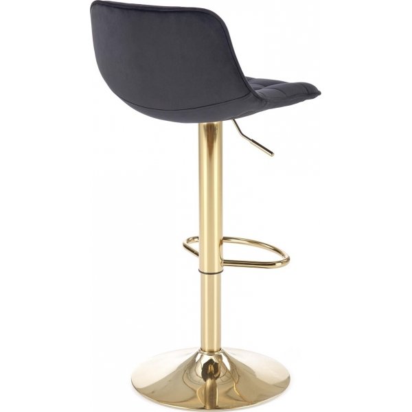 Barstol svart sammet med guldfot - Sitth�jd 62-84 cm + Textilv�rd f�r m�bler
