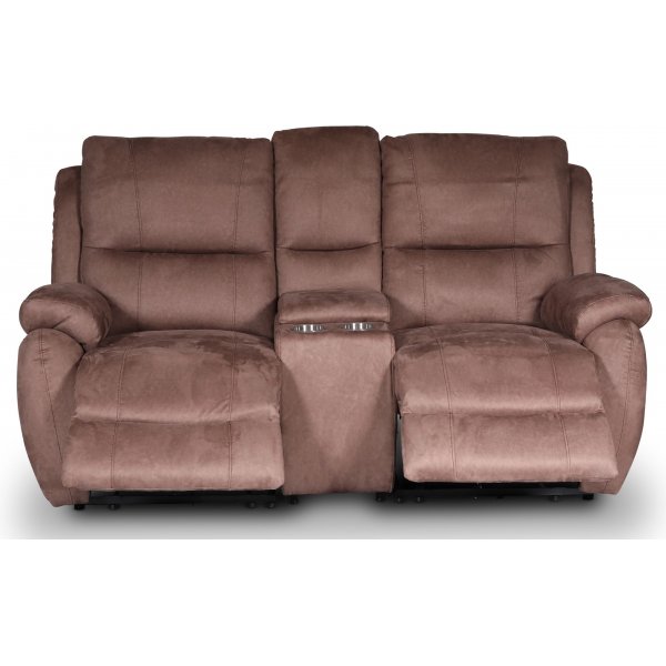 Enjoy Hollywood Biosoffa - 2-sits recliner (el) i brunt microfibertyg