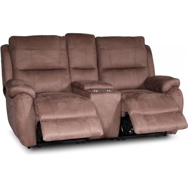 Enjoy Hollywood Biosoffa - 2-sits recliner (el) i brunt microfibertyg