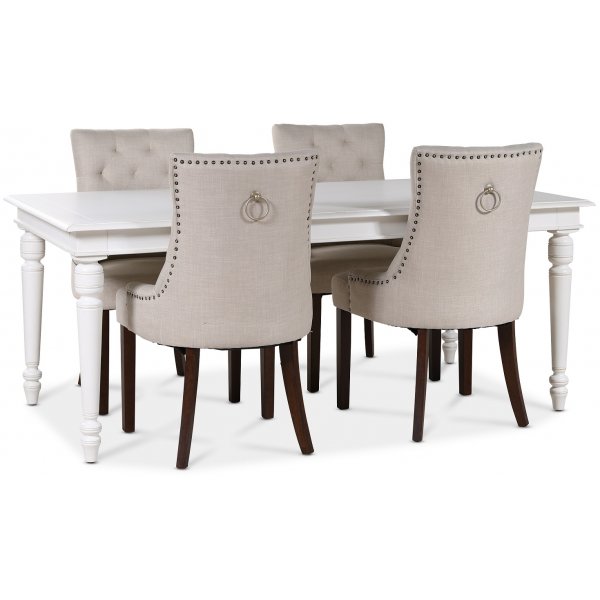 Matgrupp; Bord 180x90 cm med 4 st beige Tuva stolar Matgrupp; Bord 180x90 cm med 4 st beige Tuva stolar