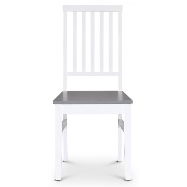 F�r� vit matstol med gr� sits + Stolsdyna