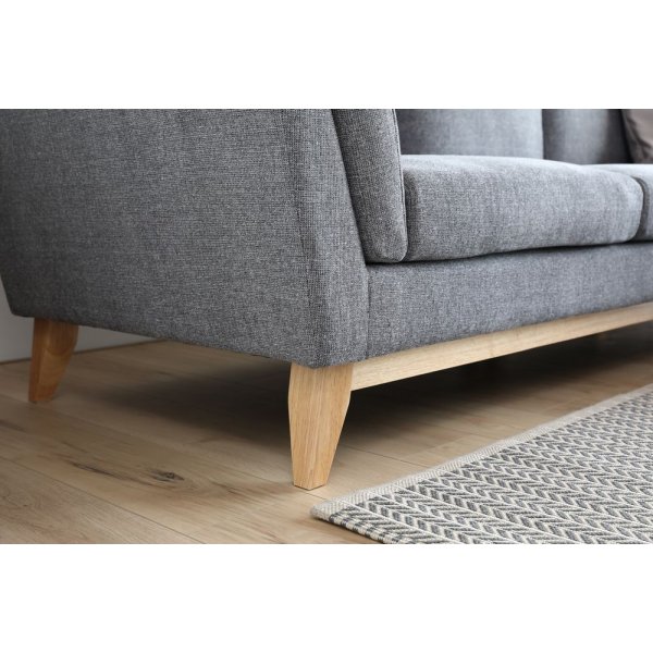 Soffa med divan gr�tt tyg - 260 cm bred