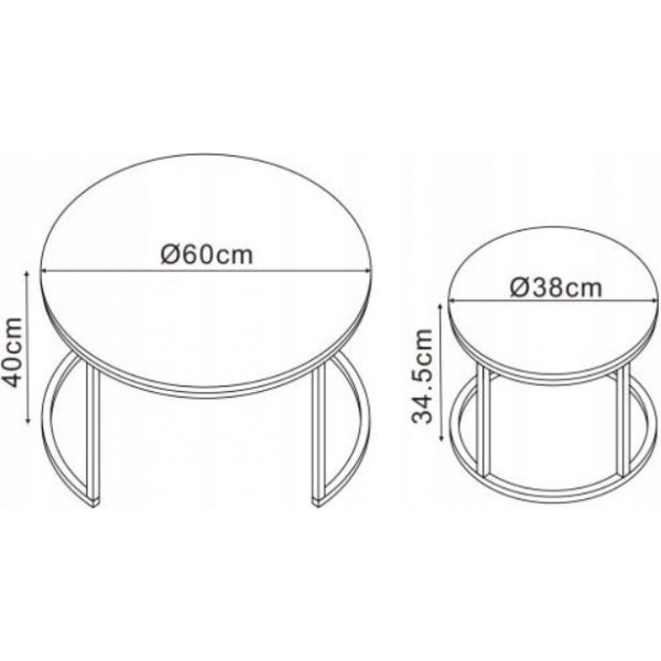 Satsbord Ø38/60 cm - Vit marmoreffekt / guld Satsbord Ø38/60 cm - Vit marmoreffekt / guld