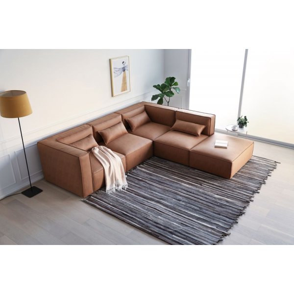 Nees modulsoffa i cognac combo 2 + M�beltassar