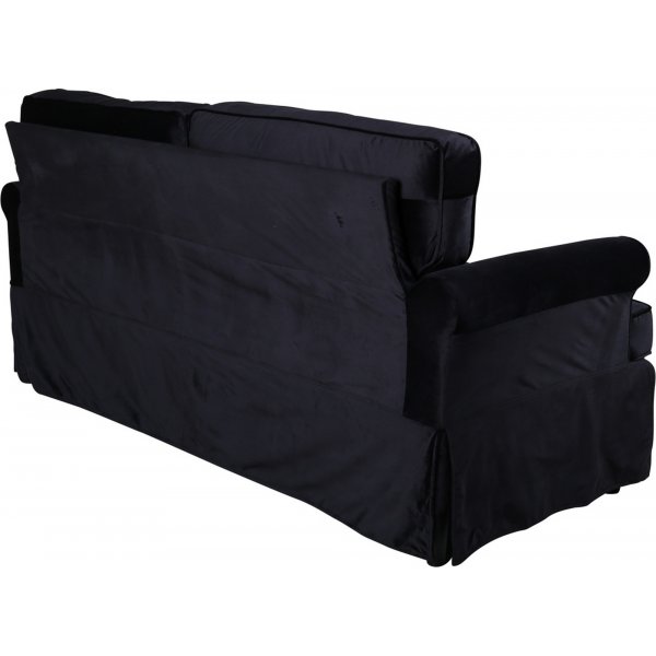 Soffa 2-sits med kjol - Svart sammet - 191 cm bred