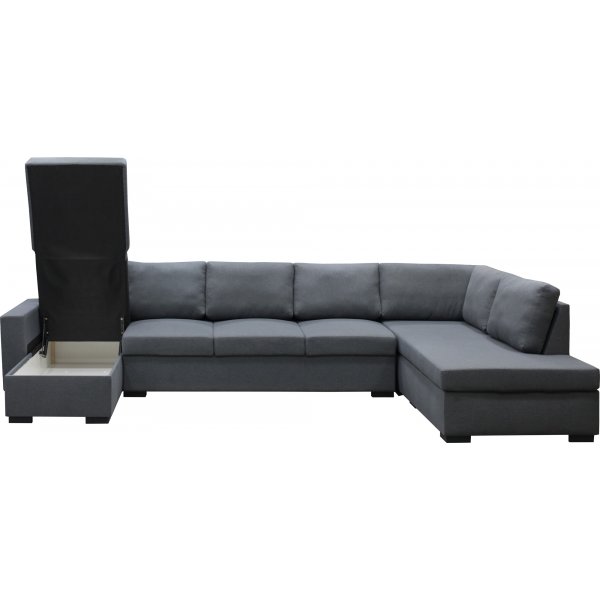 Solna m�rkgr� v�ndbar U-soffa 367 cm + M�beltassar