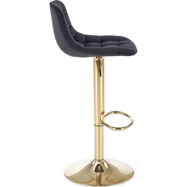 Barstol svart sammet med guldfot - Sitth�jd 62-84 cm + Textilv�rd f�r m�bler