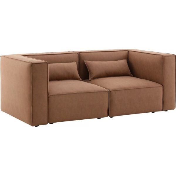 Nees modulsoffa i cognac combo 5 + Textilv�rd f�r m�bler