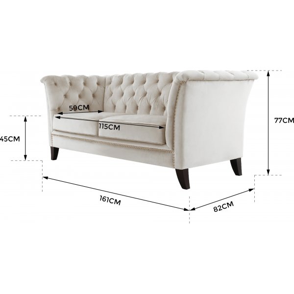 Soffa 2-sits chesterfield beige - Milton + Textilv�rd f�r m�bler