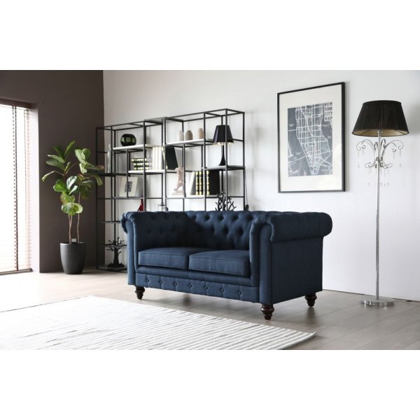 Chesterfield 2-sits soffa bl� - Herron