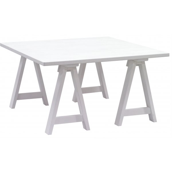 Ziro vitt soffbord 90x90 cm + M�beltassar