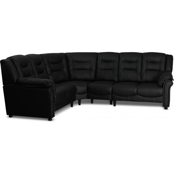 H�rnsoffa svart konstl�der 5-sits - Peking + Reng�ring f�r m�bler
